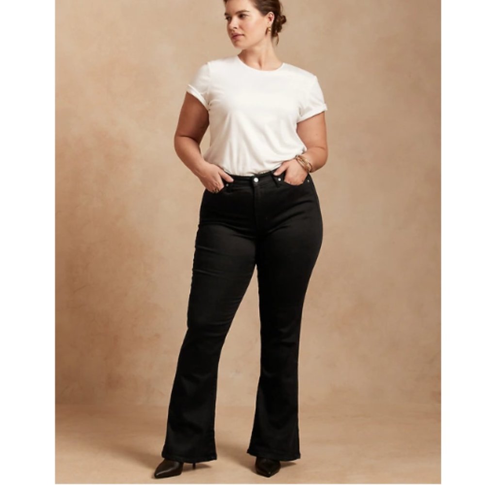 NWT Banana Rep High-Rise Flare Soft Sculpt Jean 35 20 Black F775